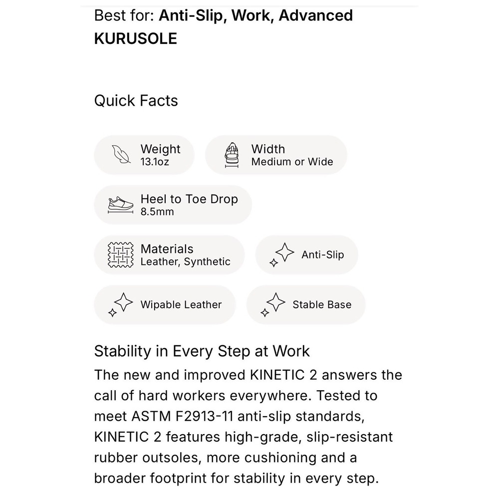 KURU Kinetic 2 Women's 9.5 Wide Sneaker Anti-Slip Work Black Leather $179 NEW - Picture 10 of 10